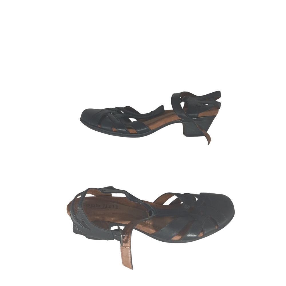 Cobb Hill New Balance Sandals 10N Black Leather T-Strap Block Heel CBD12BK 21